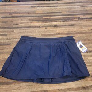 Anne Cole Limited Edition Ladies Banded Side Slit Skirted Swim Bottom Navy Blue